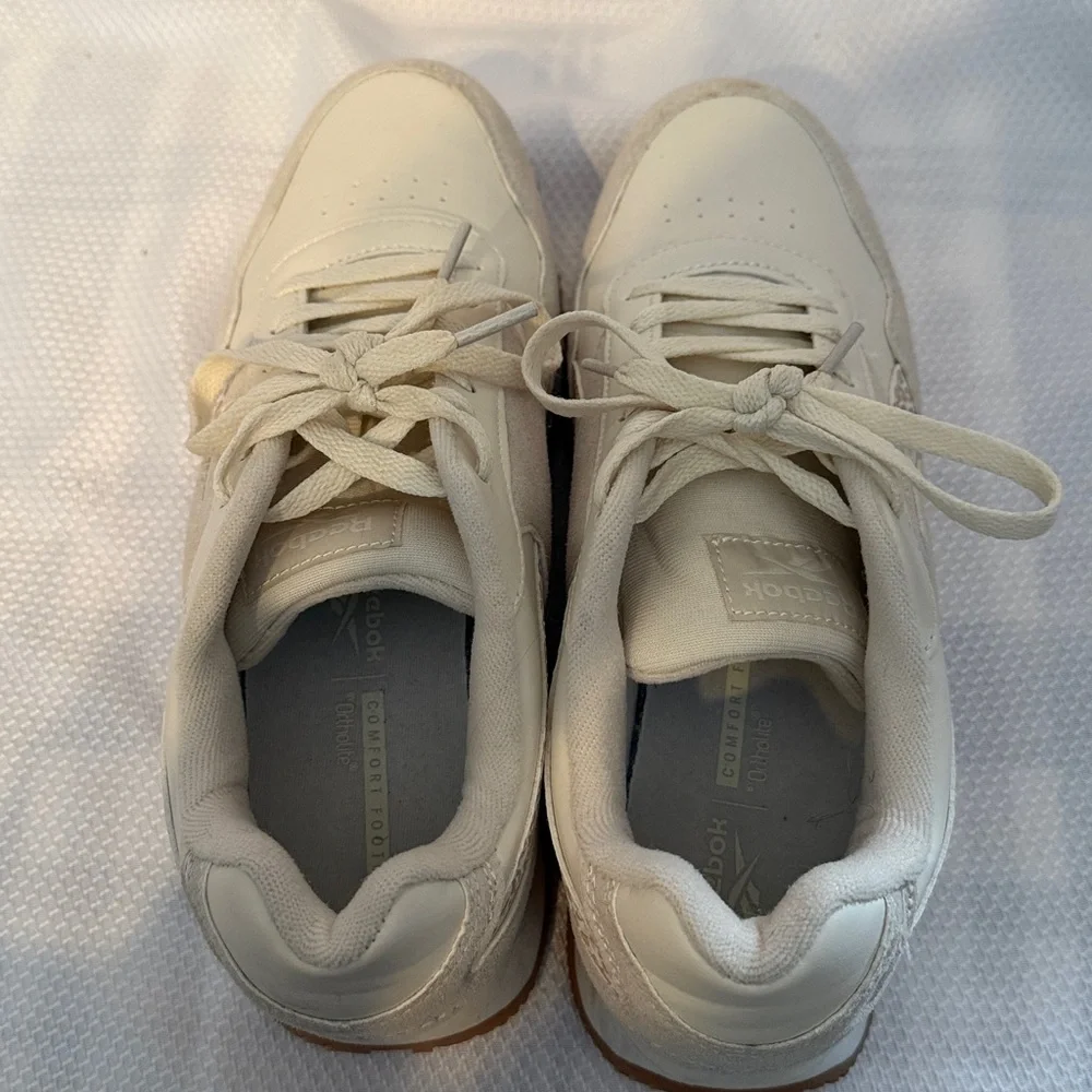 Reebok‎ Women's Cream and Leopard Patterned Sneakers Mixed Material SZ 8 Women’s - Picture 5 of 8